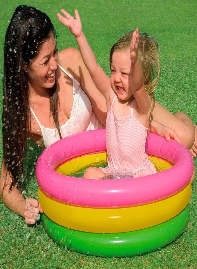 RUJVE Swimming Pool for Kids | Inflatable Sunset Glow Round Colourful Ring Baby Pool Portable Baby Bath tub | Indoor & Outdoor Swimming Pool for Kids (Multi Color) (45 inch) - Image 3